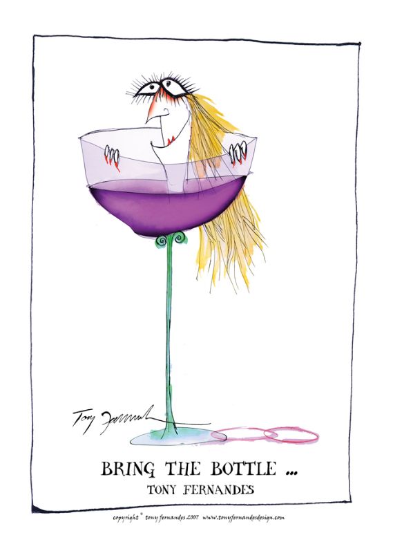 Bring the Bottle - fun wine print by Tony Fernandes